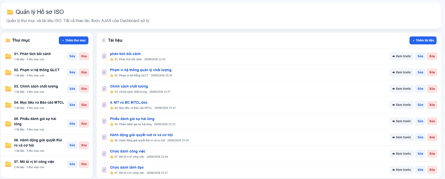 Admin - Quản lý hồ sơ ISO